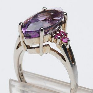 Amethyst Thai Silver Ring - Size 8-Vintage